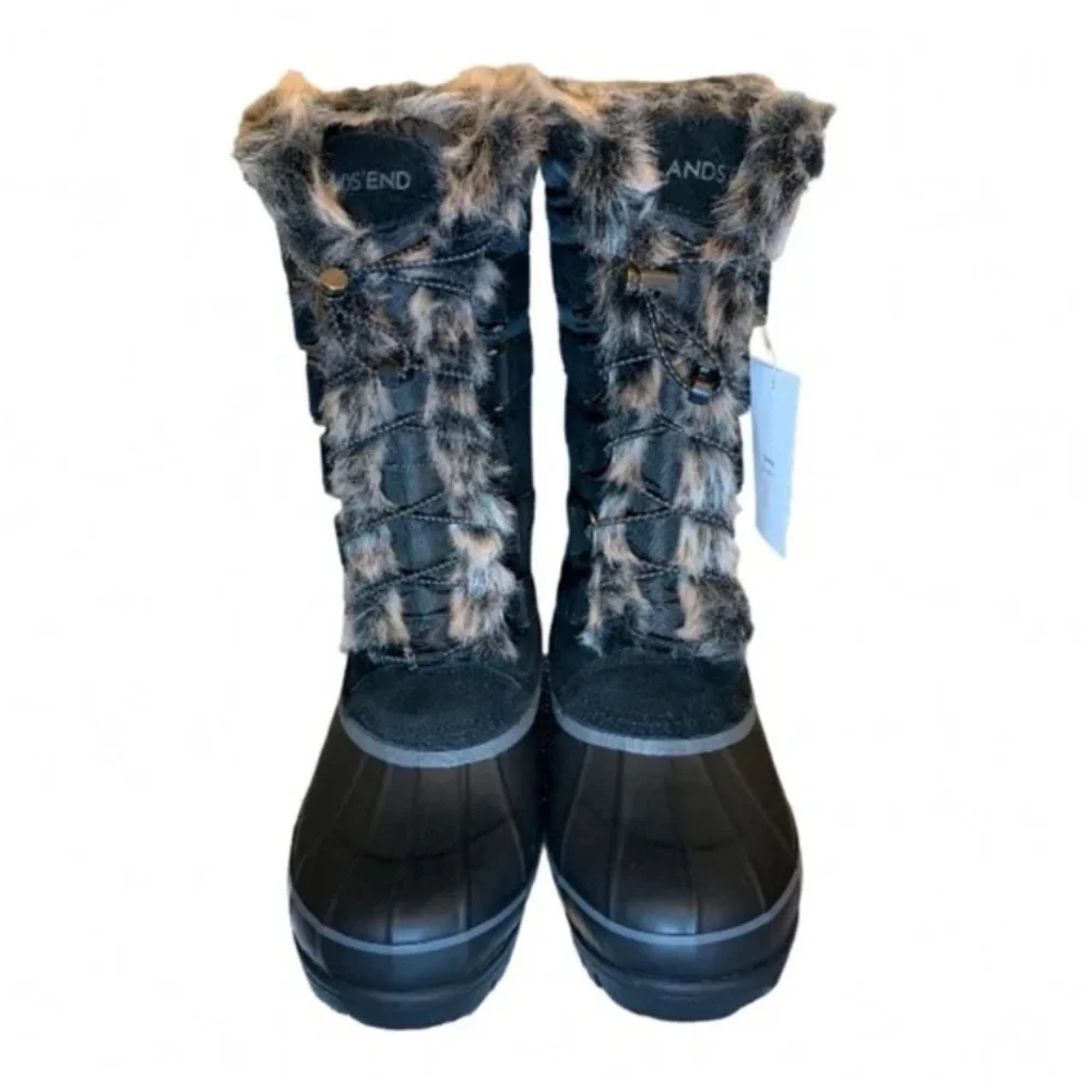 LANDSEND Hillary Snow Boots, Warm Winter Boots, Rugged, Faux Fur With Side Zip